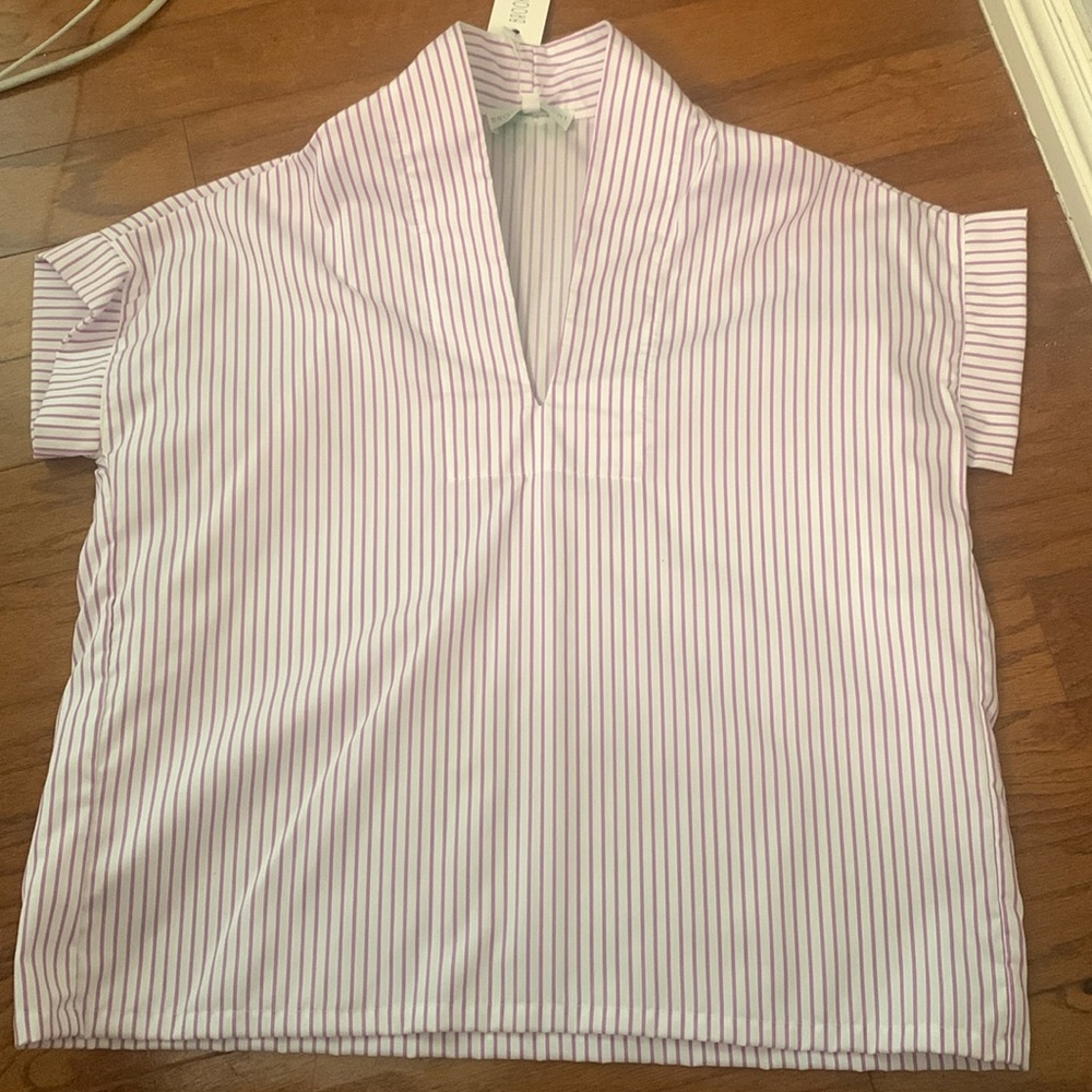 NWT PURPLE & WHITE STRIPE KIMONO TOP